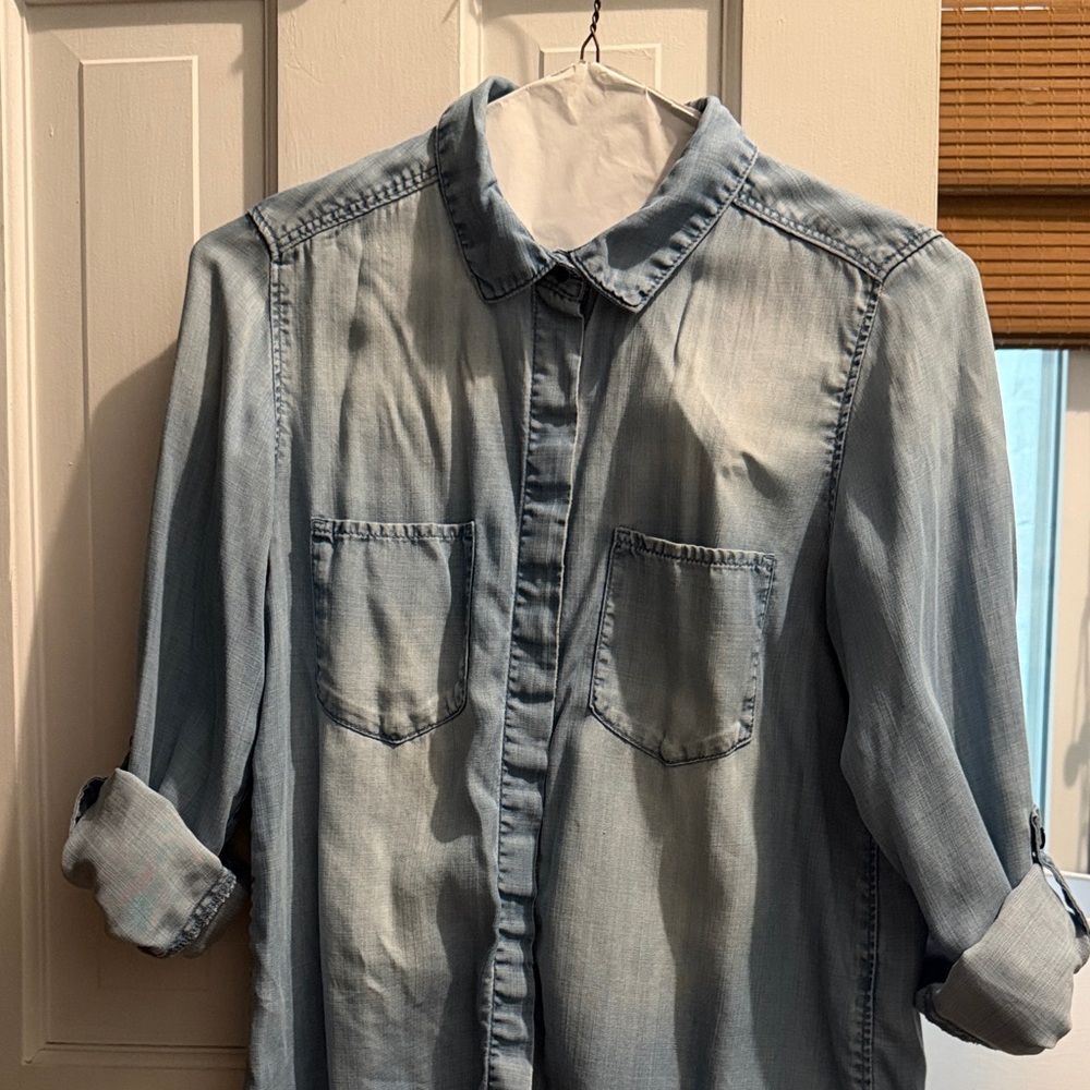 H&M Light Blue Denim Button-Down Shirt